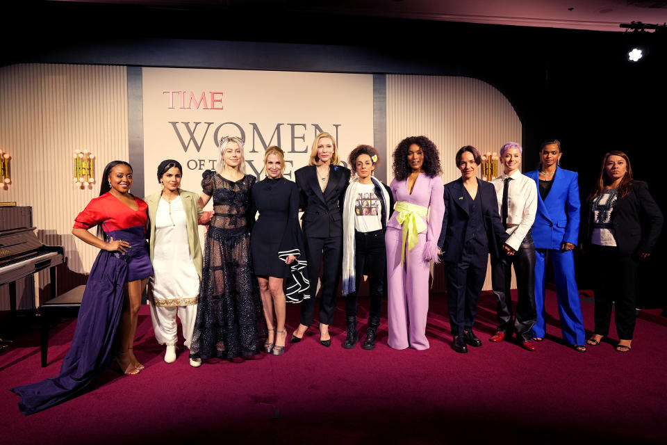 From left: Quinta Brunson, Ayisha Siddiqa, Phoebe Bridgers, Jessica Sibley, CEO at TIME, Cate Blanchett, Masih Alinejad, Angela Bassett, Olena Shevchenko, Megan Rapinoe, Ramla Ali and Verónica Cruz Sánchez attend the TIME Women of the Year event at the Four Seasons Hotel Los Angeles at Beverly Hills on March 8.<span class="copyright">Kevin Mazur—Getty Images for TIME</span>