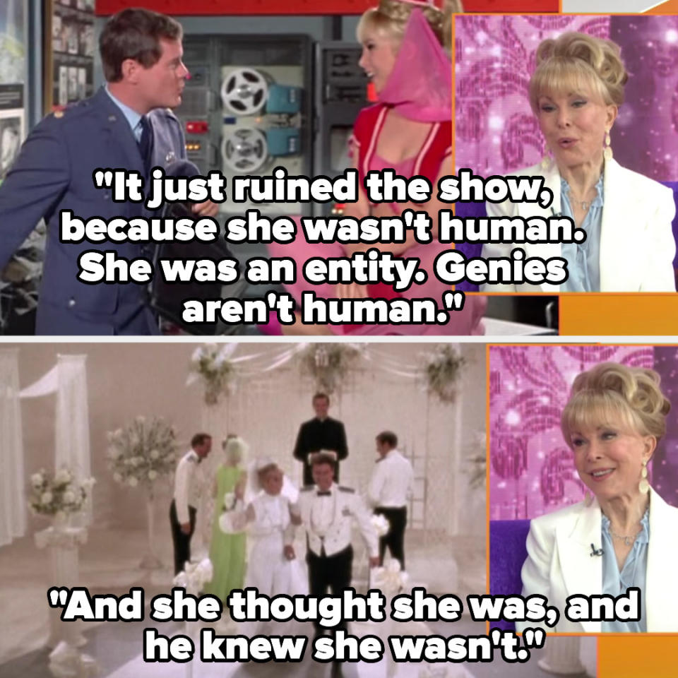 Eden on the Today show saying the marriage ruined the show because Jeannie wasn't human even though she thought she was, and Tony knew she wasn't