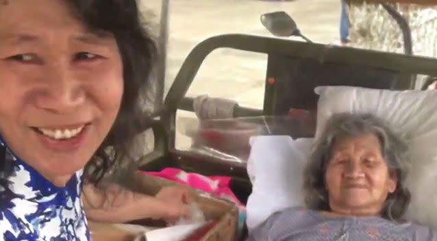 A 50-year-old man has been dressing up as his dead sister for 20 years to ease his mother's heartbreak. Picture: Pear Video