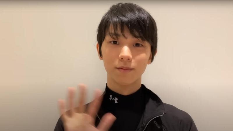 日本花滑王子羽生結弦開設官方YouTube頻道，只是打招呼的影片就讓粉絲暴動狂示愛。（翻攝自HANYU YUZURU YouTube）