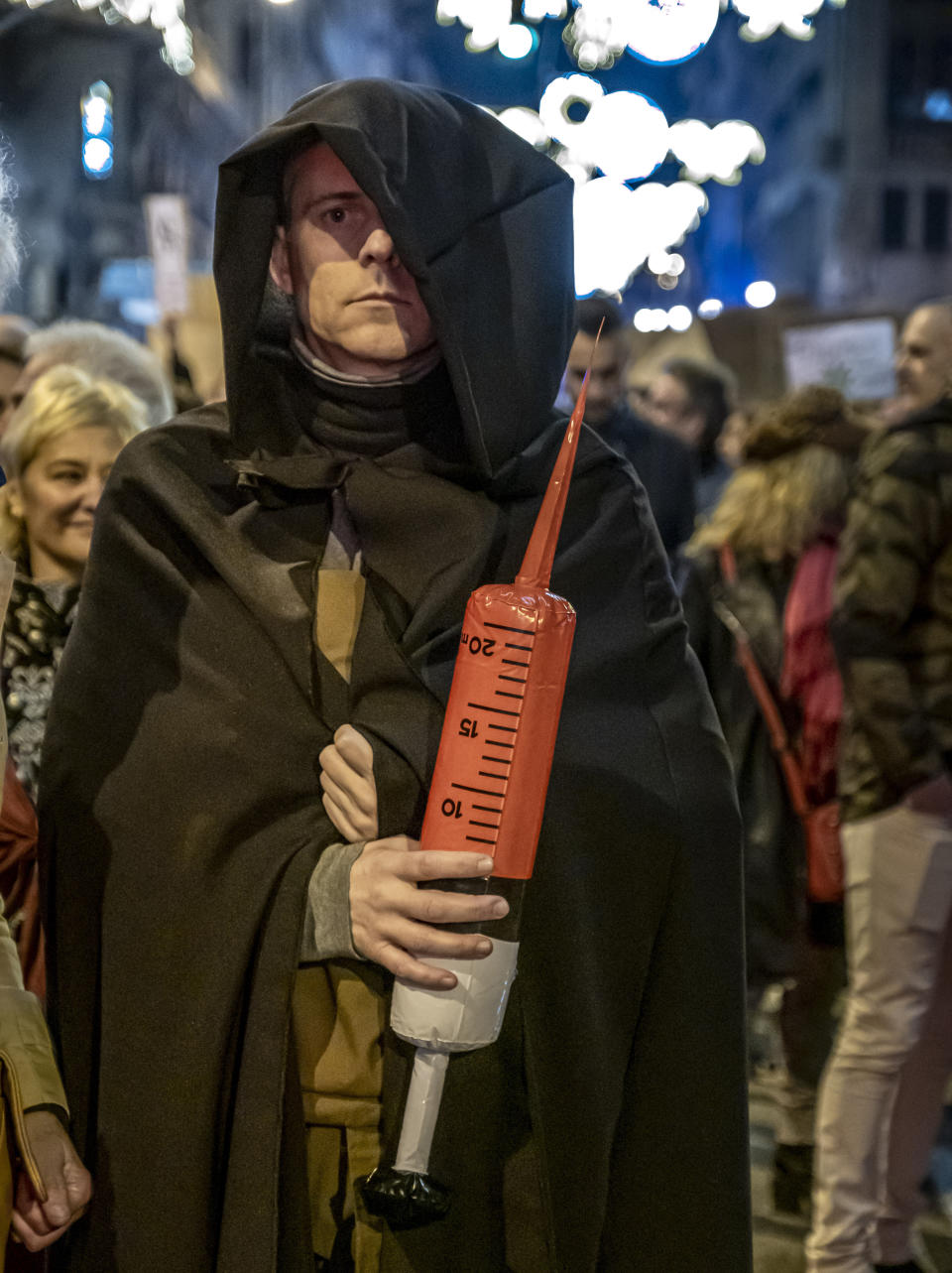 An anti-vaccination protester 