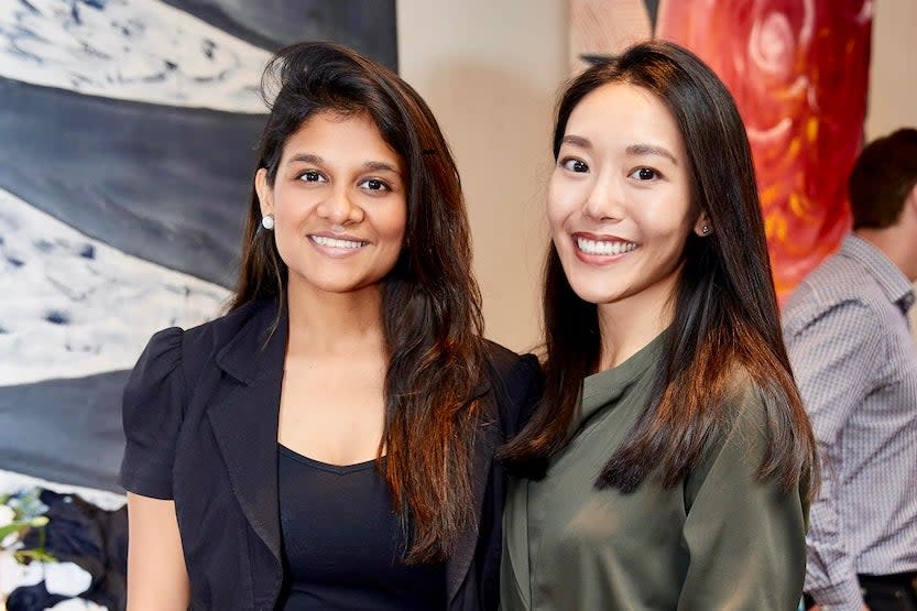 <p>Siddhi Mittal  and Heinin Zhang  met at Barclays</p> (YHANGRY)