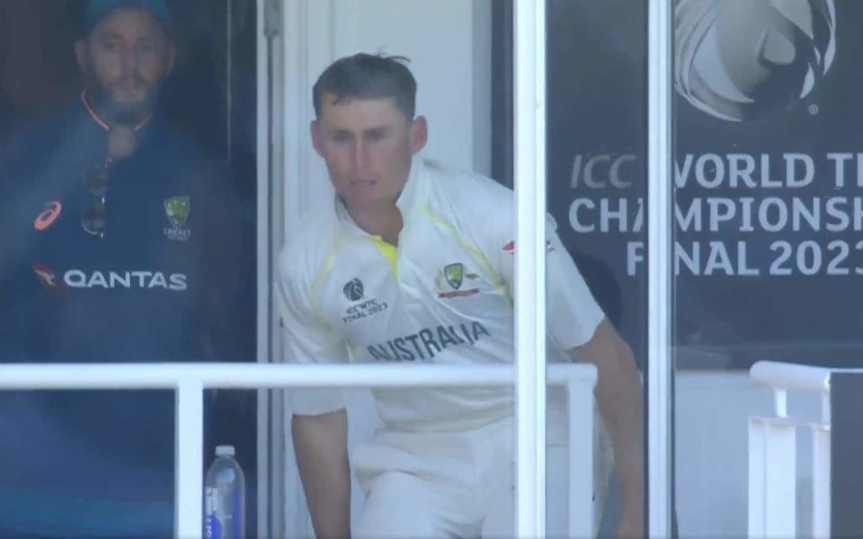 Not exactly ready and with it Labuschagne prepares to walk out to the middle - Sky Sports Cricket 