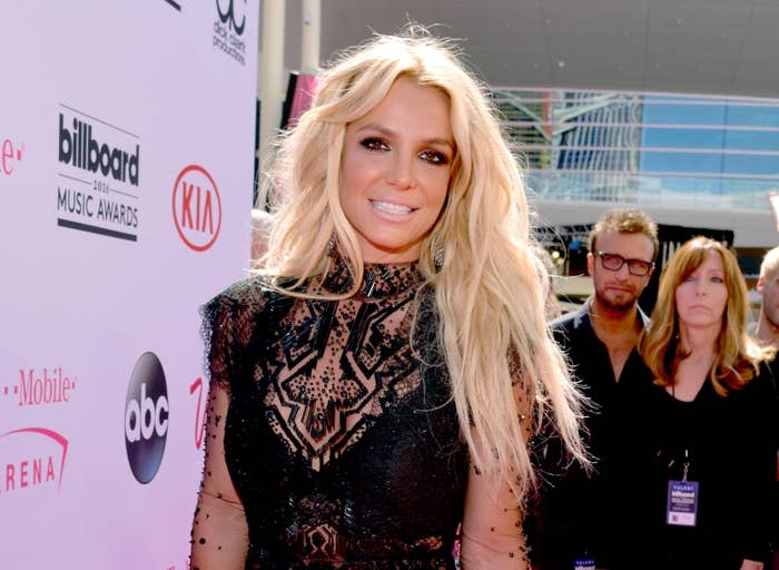 Britney smiling on the red carpet of billboard music awards