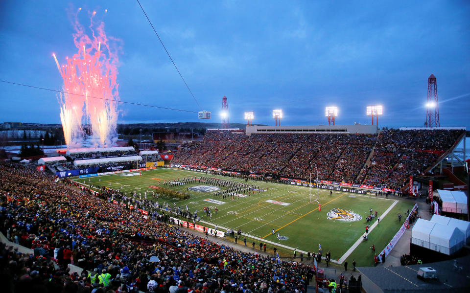 A general view of McMahon Stadium before the 107th Grey Cup between the Hamilton Tiger-Cats and Winnipeg Blue Bombers on November 24, 2019, in Calgary, Canada.