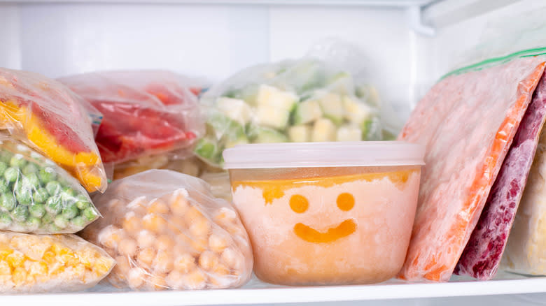 frozen food in freezer