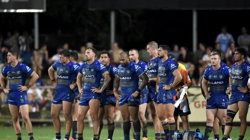 Parramatta players say the spotlight should be on them and not coach Brad Arthur following last week’s shocking loss in Darwin. Picture: NRL Photos