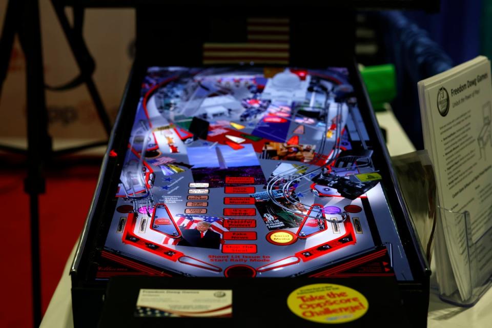 An electronic pinball game is displayed in the expo hall at the Conservative Political Action Conference (CPAC) at Gaylord National Resort Hotel And Convention Center on February 22, 2024 in National Harbor, Maryland (Getty Images)