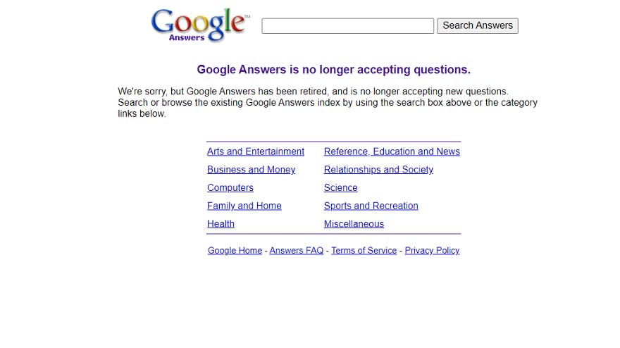 Google Answers permitía hacer preguntas y pagar por las respuestas.