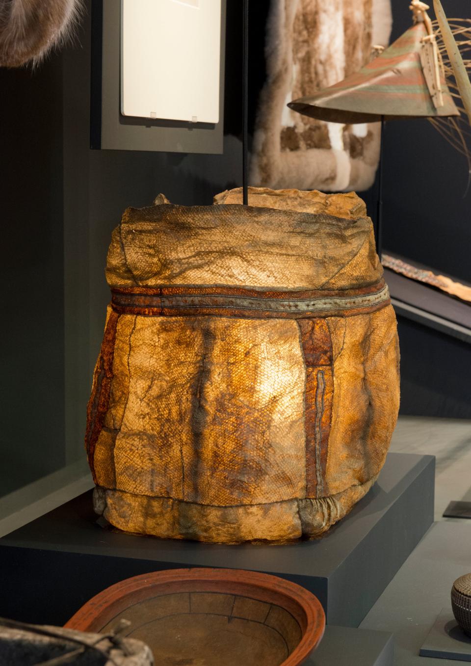 Bag made of salmon skin in 19th century Alaska featured in the British Museum’s “Citi exhibition Arctic: culture and climate”© Trustees of the British Museum