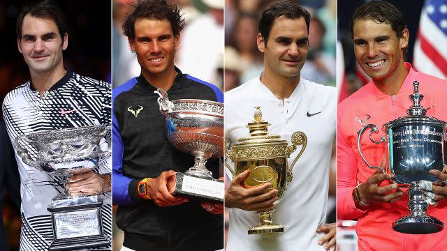 Federer and Nadal swept the majors in 2017. Image: Getty