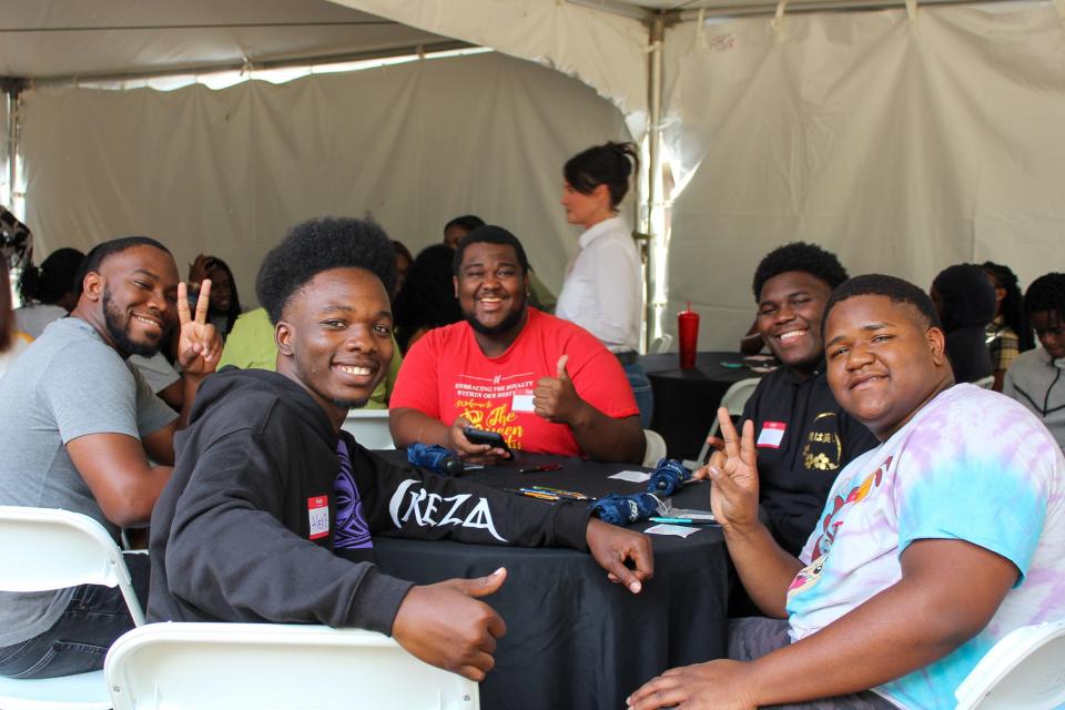 Florida A&M University students of the Southern Scholarship Foundation take a photo together during an event in Fall 2022. From left: Dekerian Hollman, Alexander Boyd, Kye Sims, David Thomas, Elijah Alston Jr.