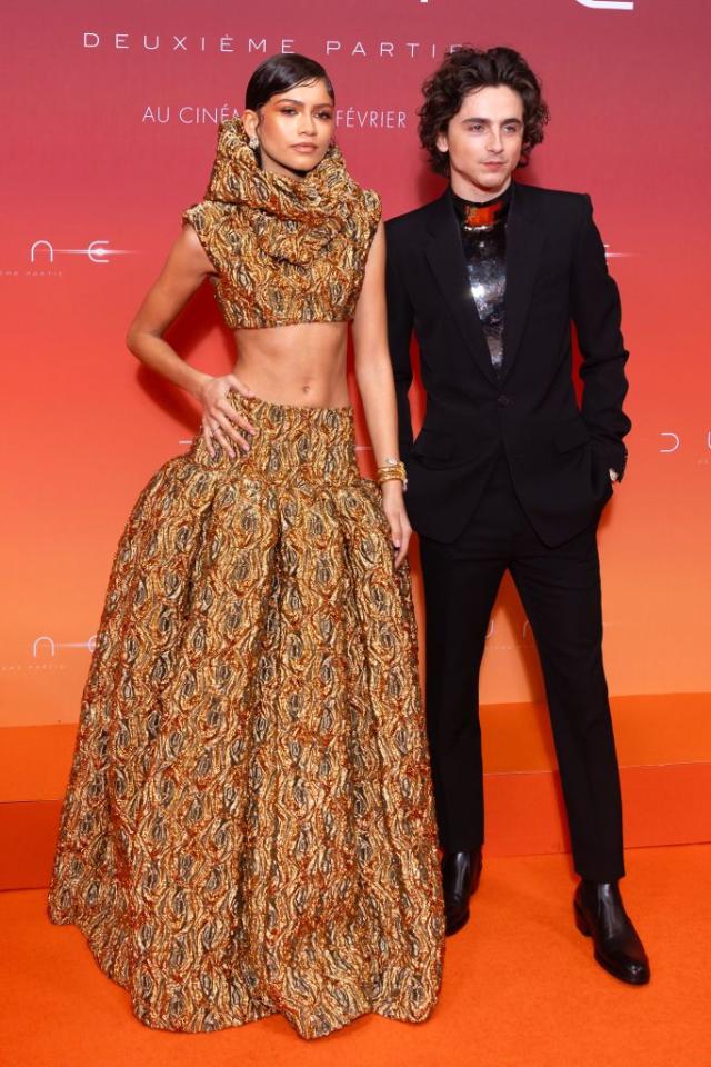 Zendaya Is a Desert Queen in a Gold Two-Piece Louis Vuitton Look