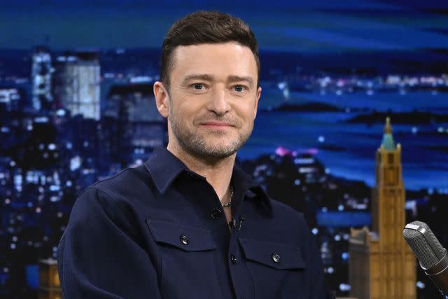 <p>Todd Owyoung/NBC via Getty Images</p> Justin Timberlake on The Tonight Show on Jan. 25, 2024