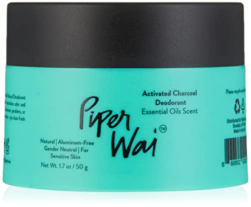 PiperWai Natural Deodorant w/Activated Charcoal | 24-Hour Sweat Protection, Vegan, Aluminum Free Deodorant for Women & Men | Travel Essential Shark Tank Product | 50g Scented Single Jar (AMAZON)