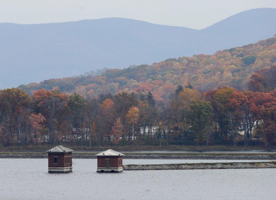 This Nov. 3, 2016 file photo shows water intakes at Lake Washington in Newburgh, N.Y. In 2016, New York was poised to join a handful of states moving forward with their drinking water limits of 10 parts per trillion for PFOA and PFOS: two industrial chemicals found in non-stick Teflon pots and pans, paint strippers, stain resistant clothing, nonstick products and firefighting foams.