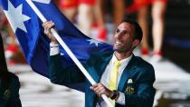 <p>Mark Knowles flies the Australian flag proudly.</p>