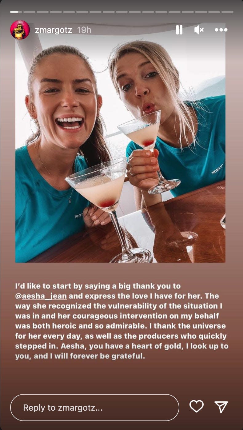 Margot Sisson's IG Stories Post (Below Deck Down Under)