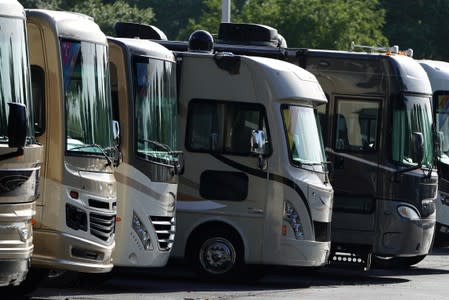 Recreational Vehicles (RV) that are for sale are pictured at a dealership in Dover