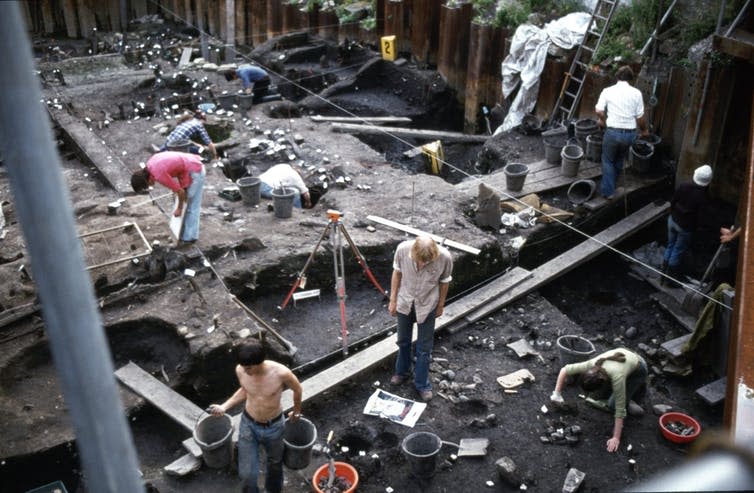 <span class="caption">Excavation of Viking village in York in 1980.</span> <span class="attribution"><a class="link " href="https://www.flickr.com/photos/foundin_a_attic/32390185646/in/photolist-bwAGFp-bwAaXt-cVnxB-bwAq1F-9xTSek-8vbpu7-QQoyNQ-Q8dFkY-RmdaJE-QQoEz9-bwALsp-7Feq85-bwAdUD-dgUte5-bwAK2D-bwAHse-bQhm8v-B1XtA-bwAgu4-7FeKow-a4cRza-7bkZCk-7FeKrm-7FaTvz-B1UyM-cVnek-cVnej-99rhXW-cVnkG-7FaThv-cVnVs-7FeLWs-7FeJX5-7FeKRd-7FeKKq-7FawVT-cVnxy-34PwWR-7FeLbw-7Feqaj-cVn5W-7FeLwo-7FeLks-7FaRXF-7FeLA1-cVnG2-7FaSJz-cVnkN-7FepZU-cVnem" rel="nofollow noopener" target="_blank" data-ylk="slk:foundin_a_attic/Flickr;elm:context_link;itc:0;sec:content-canvas">foundin_a_attic/Flickr</a>, <a class="link " href="http://creativecommons.org/licenses/by/4.0/" rel="nofollow noopener" target="_blank" data-ylk="slk:CC BY;elm:context_link;itc:0;sec:content-canvas">CC BY</a></span>