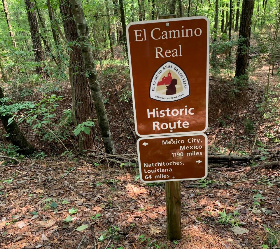This smart sign at located at Lobonillo Swales Park near San Augustine, Texas, indicates just how long El Camino Real de los Tejas really is.