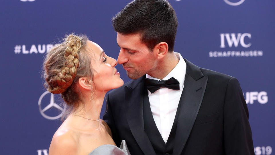 Novak and Jelena Djokovic, pictured here at the Laureus Sport Awards in 2019.