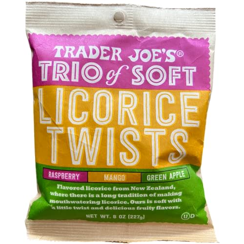 Trader Joe's Trio of Soft Licorice Twists Raspberry Mango Green Apple, 8 oz (Pack of 1)