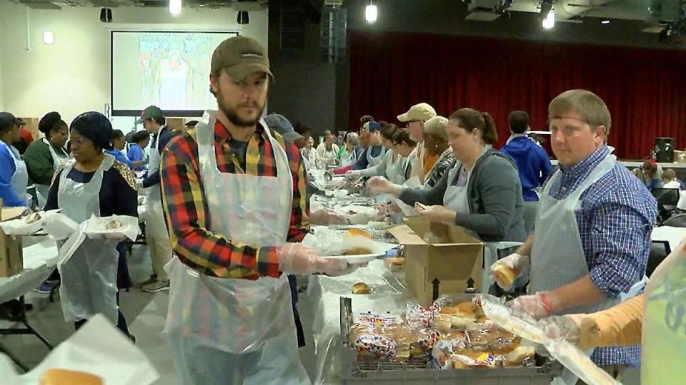 The food serving line is one of the most critical parts of the CommUnity Thanksgiving Celebration.