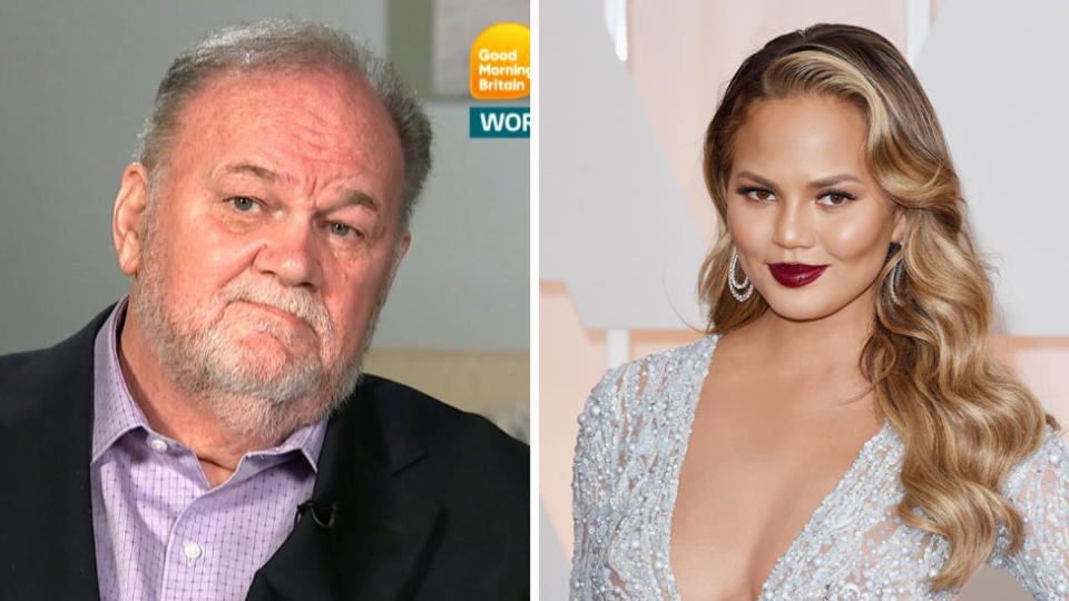 Chrissy Teigen has voiced her opinion on Meghan Markle’s dad, saying he needs “sucks”. Source: ITV/Getty