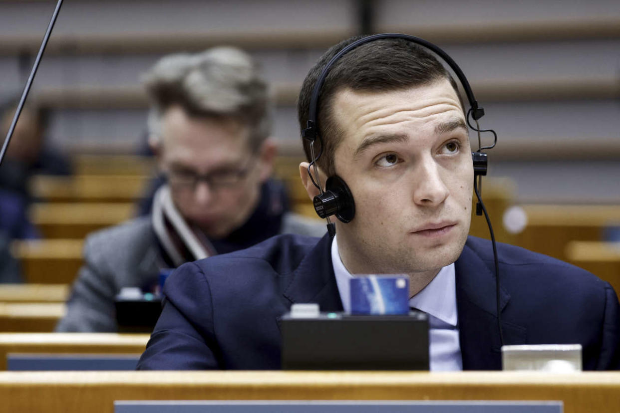 Jordan Bardella photographié au Parlement européen à Bruxelles le 2 février (illustration)