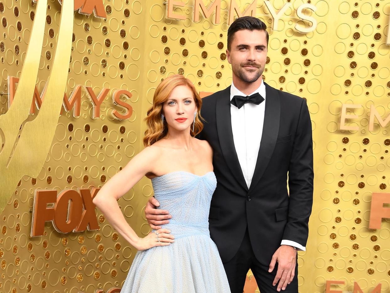 Brittany Snow and Tyler Stanaland attend the 2019 Emmys in Los Angeles on Sunday