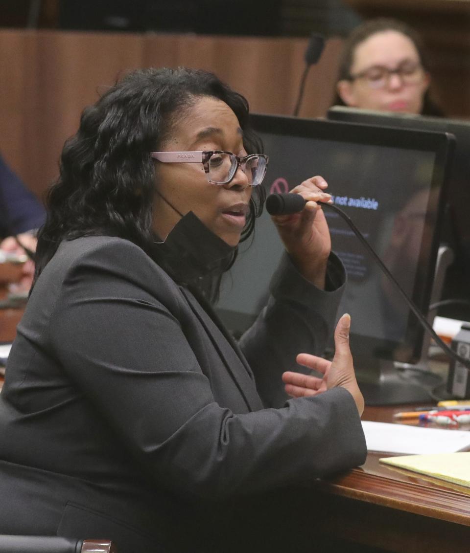 Assistant Summit County Prosecutor Felicia Easter talks about her and her co-counsel Brian LoPrinzi's illness Tuesday when Erica Stefanko's retrial was set to begin for the pizza delivery murder case. The trial's start is being delayed until prosecutors are feeling up to proceeding.