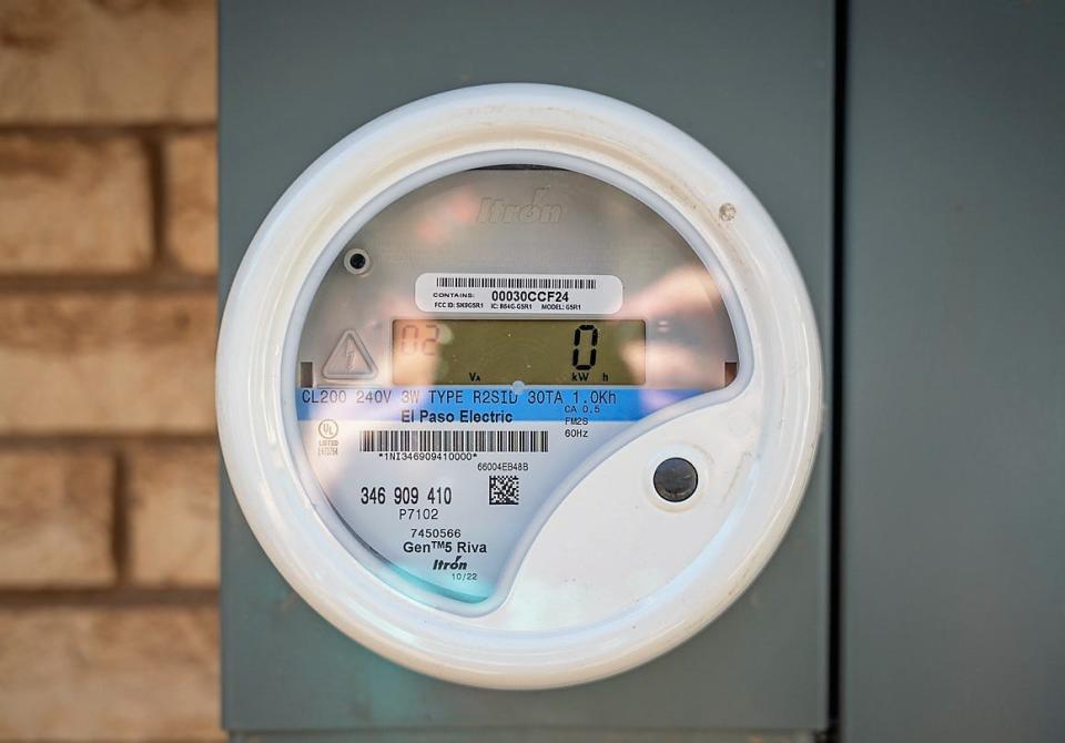 File photo of a smart electric meter installed in Texas.