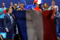 Emmanuel Macron, head of the political movement En Marche !, or Forward !, and candidate for the 2017 French presidential election, attends a political rally in Toulon, France February 18, 2017. REUTERS/Jean-Paul Pelissier