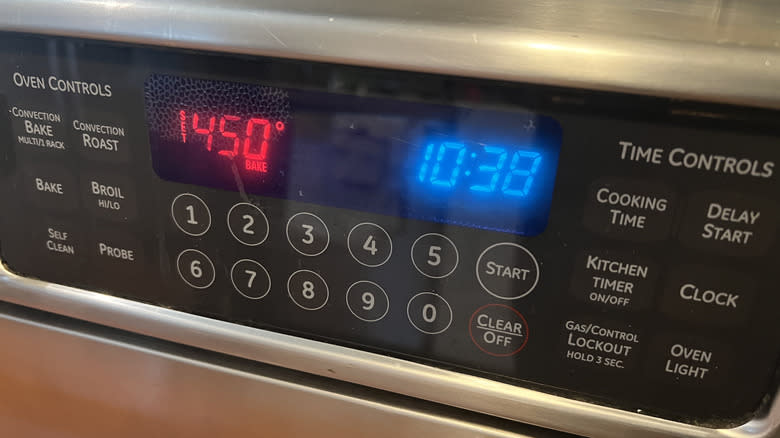 oven preheat setting display set to 450 degrees