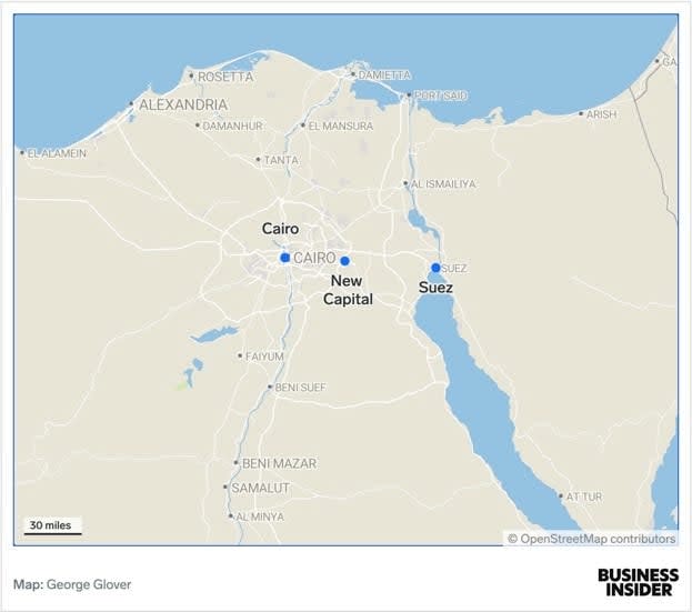 Map of Egypt new capital