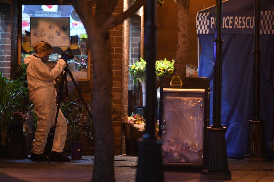 A NSW Police officer at the scene of a fatal shooting at Sydney's Central Station in 2017. An inquest into the man's death has started.