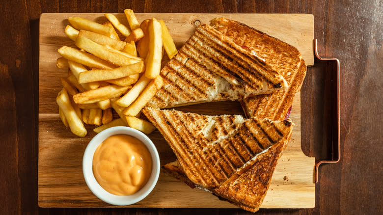 grilled cheese with a side of fries