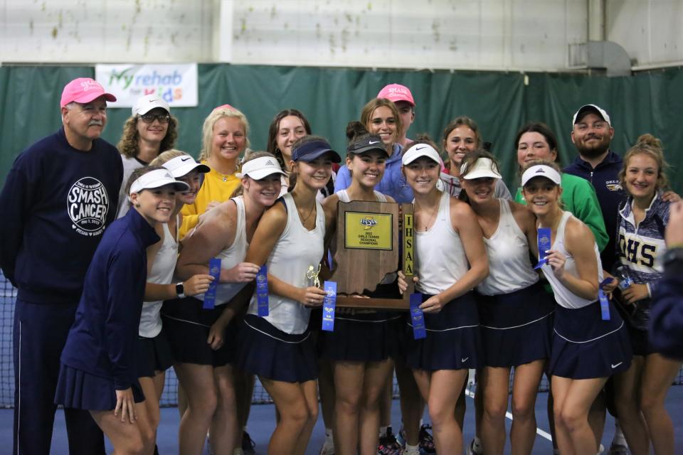 Delta girls tennis won its school-record seventh straight IHSAA regional championship at the Howard County Tennis Center on Thursday, May 26, 2022.