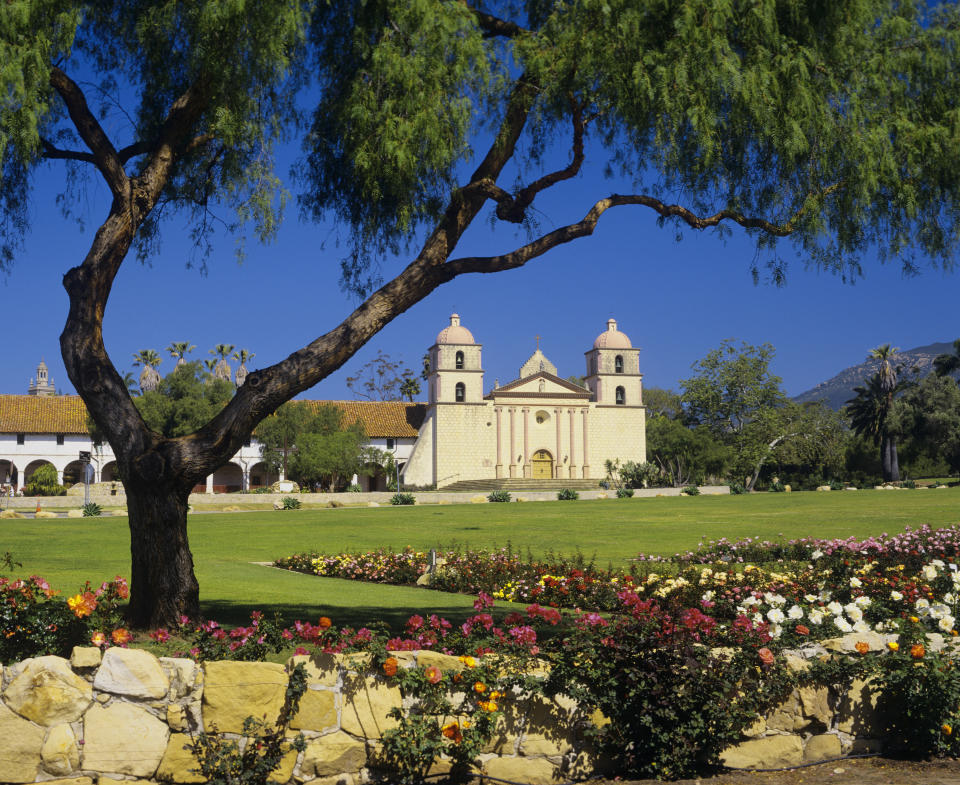 Garden in front of Santa Barbara Old Mission