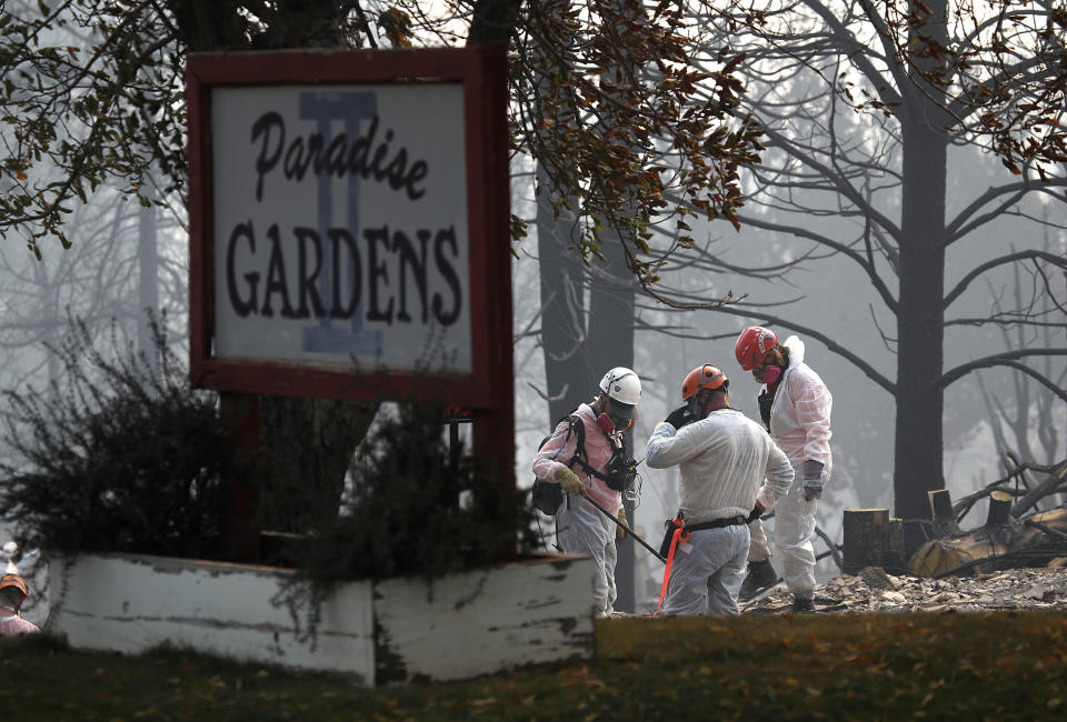 Investigators continue to scour the town of Paradise in their search for additional remains. (Photo: Justin Sullivan via Getty Images)