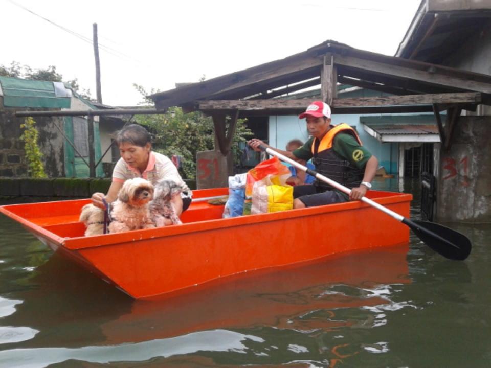 PAWS rescuer Ricknel Rambonga with three rescued pets. (Photo courtesy of PAWS)