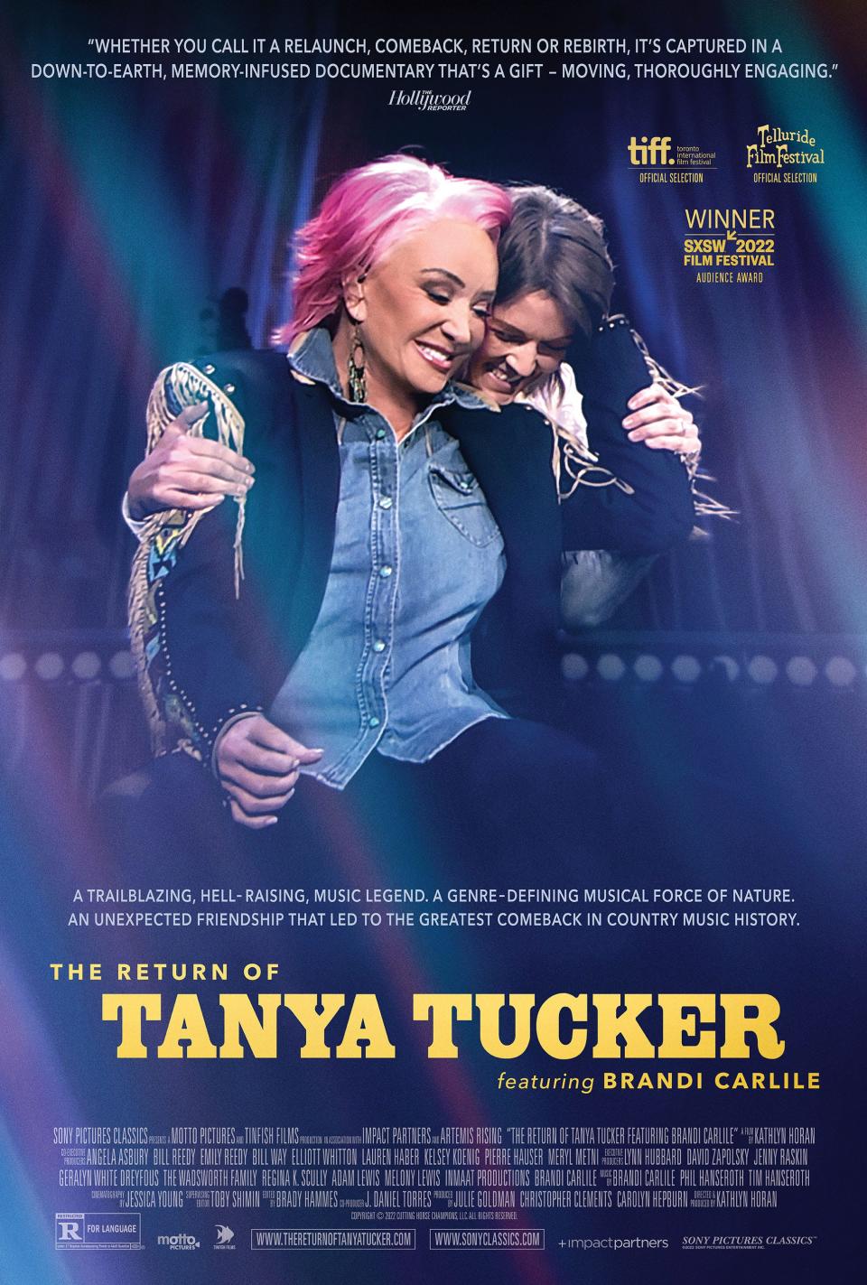 "The Return of Tanya Tucker (featuring Brandi Carlile)" debuts for mass release on Oct. 21 and chronicles the friendship between two generational country and pop icons, plus the release of Tucker's Grammy-winning album "While I'm Livin'"