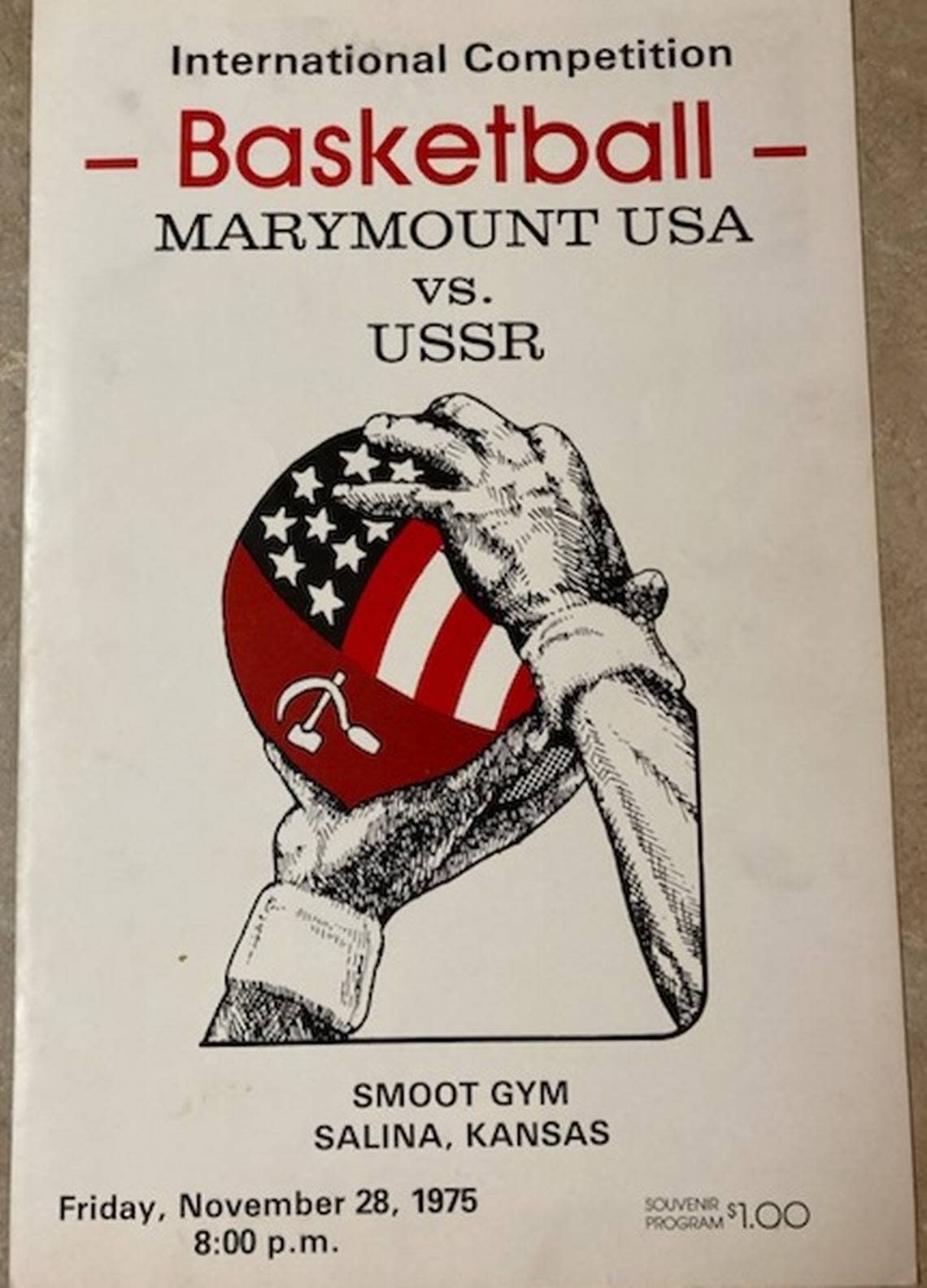 In November 1975, the Soviet Union men’s national basketball team came to Salina for an exhibition game against NAIA squad Marymount College, which was located across the street from Salina Country Club. The Soviets edged the Spartans 78-75.