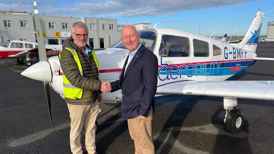 Adrian Stephens of Lydd Aero Club with Al Josser, chief flying instructor at Aerobility