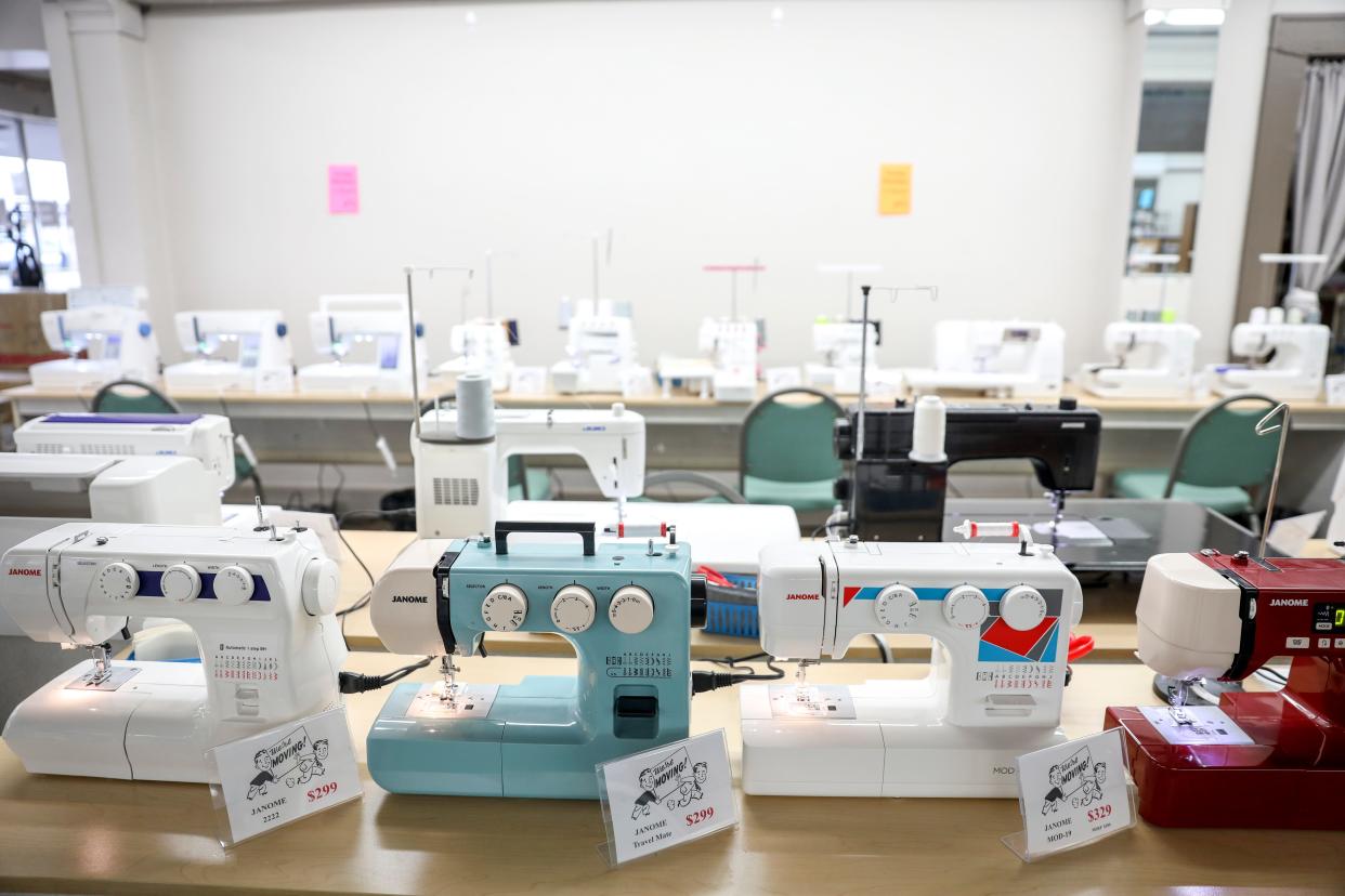 Sewing machines are on display at Whitlock's Vacuum & Sewing Center on Thursday, April 21, 2022 in Salem, Ore.