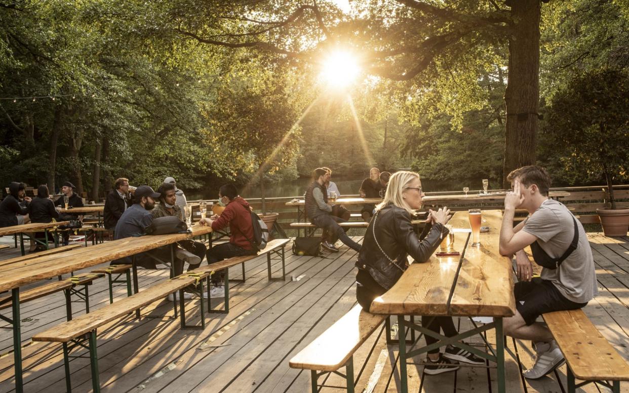 A socially distanced beer garden in Berlin, Germany - Getty