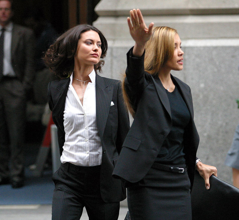 Michael Michele and Shalom Harlow during Matthew McConaughey on the Movie Location of How to Lose a Guy in 10 Days in New York City at Madison Avenue in New York City, New York, United States. (Photo by James Devaney/WireImage)