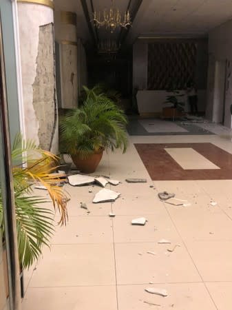 An earthquake damages a hotel in Kidapawan City