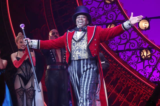 <p>Bruce Glikas/WireImage</p> Tituss Burgess in 'Moulin Rouge! The Musical' in October 2023